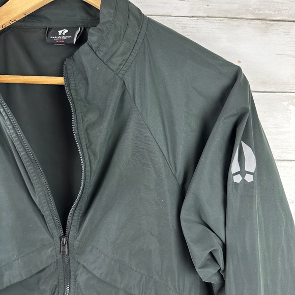 Bearded Goat Mens Small Jacket Dark Gray Pockets Zip Hooded Windbreaker Packable - Picture 2 of 13